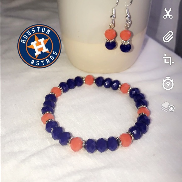 Jewelry - Houston Astros color bracelet & earrings